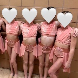 Pink Sequin Dance Costume Set